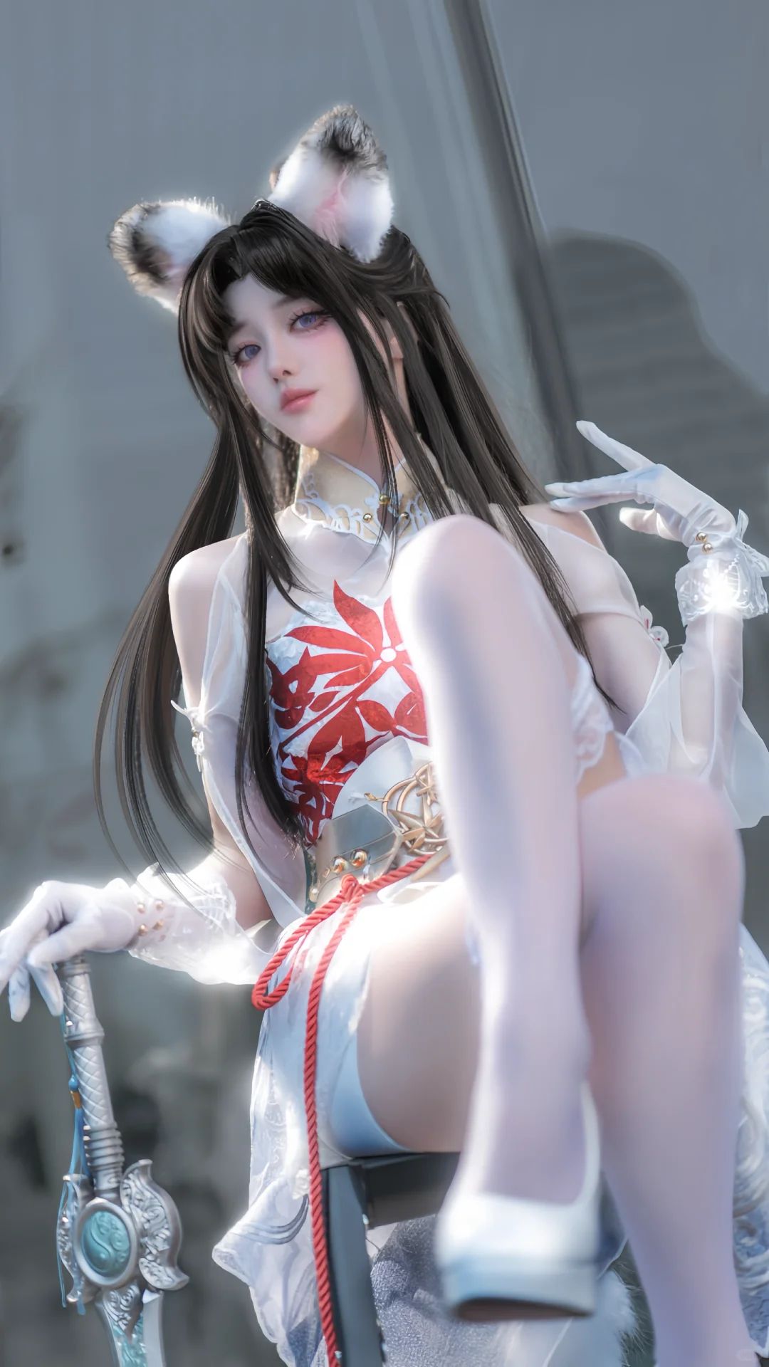 【cos】白 白到发光「中」白丝女仆中华娘，敢接这一招嘛