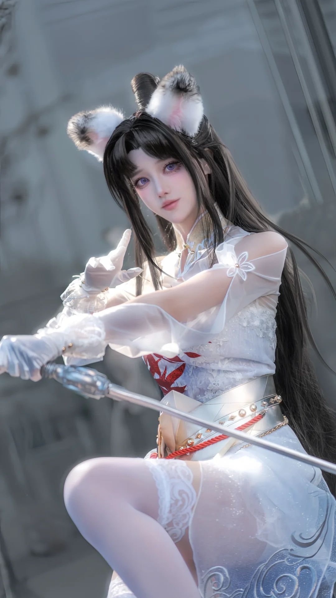 【cos】白 白到发光「中」白丝女仆中华娘，敢接这一招嘛